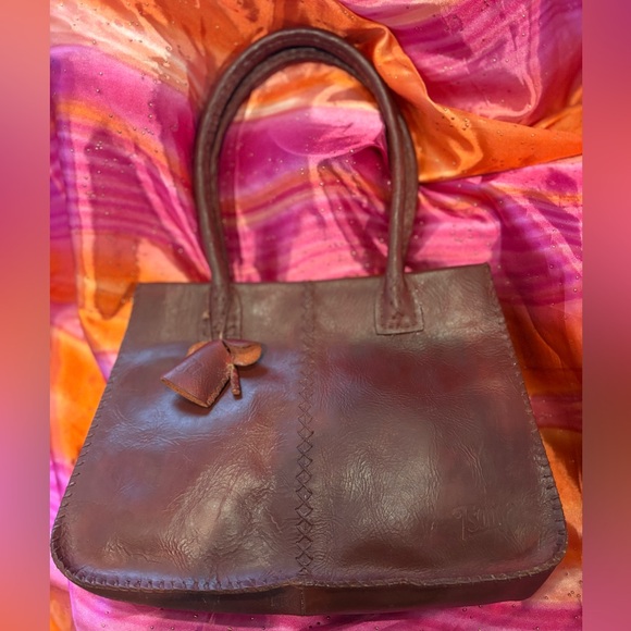 🌺RARE Tsonga South African Made All Leather Dark Red Small Bag W/Elephant Charm - Picture 6 of 15